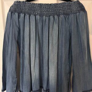 Cloth & Stone Anthropologie Off-the-Shoulder Chambray Top (Small)